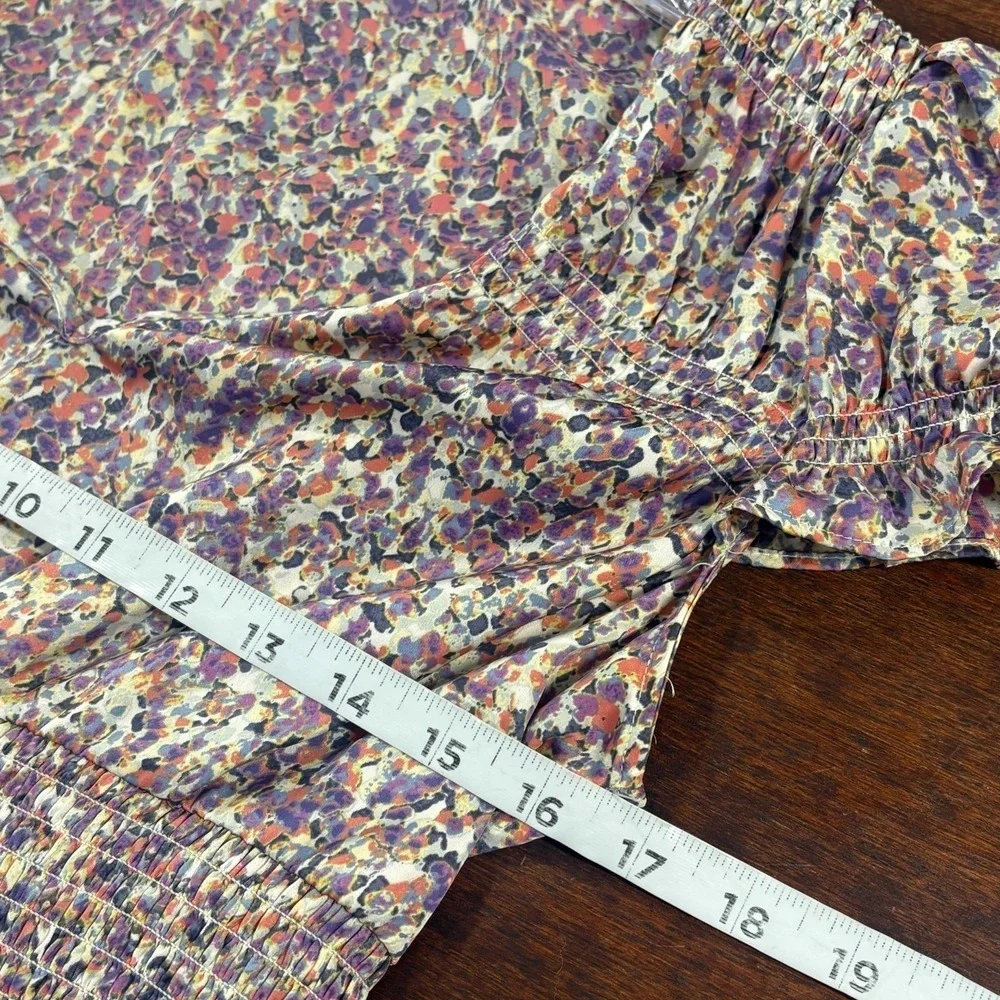 Banana Republic Y2K Floral Smocked Puff Sleeve Top S Cottage Garden Empire Waist